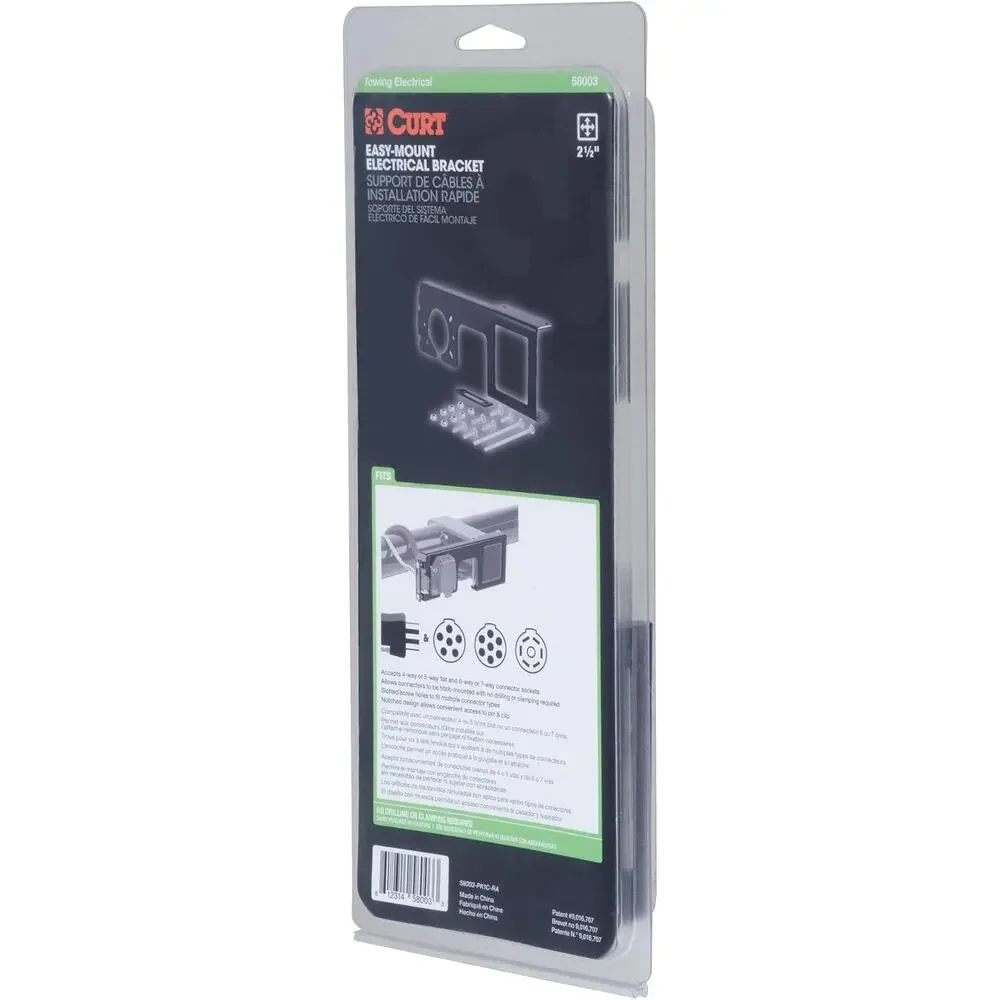 CURT 58003 Easy-Mount Trailer Bracket, 2-1/2 Inch Receiver, 4 or 5, 6 or 7 Way
